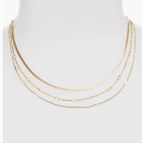 🔥🔥HP🔥🔥 Jenny Bird Bea Triple Strand Necklace, Goldtone Plate, NWT - Picture 9 of 9
